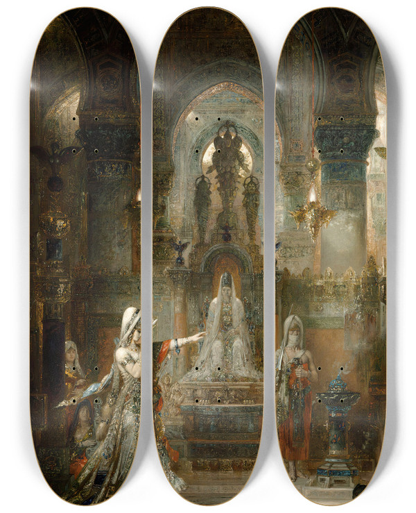 Triptych art skateboard deck of Gustave Moreau Salom Dancing Before Herod by Gustave Moreau (1826-1898)