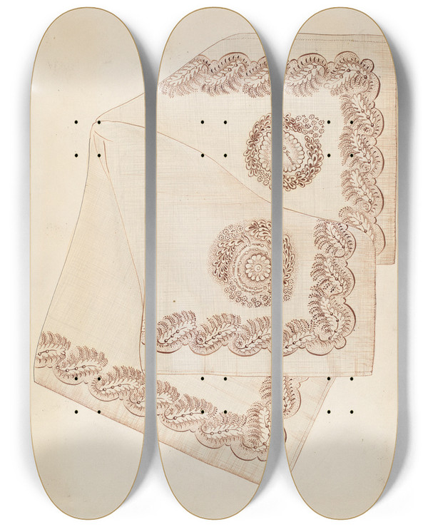 Triptych art skateboard deck of Irene M Burge Neckerchief by Irene M Burge
