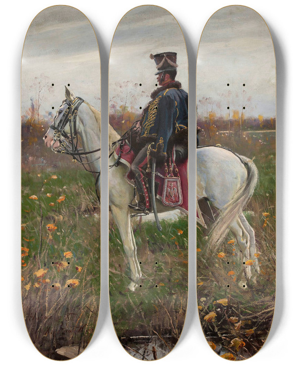 Triptych art skateboard deck of Zygmunt Rozwadowski Hussar From The 13Th Regiment Of The Army Of The Duchy Of Warsaw by Zygmunt Rozwadowski (1870-1950)