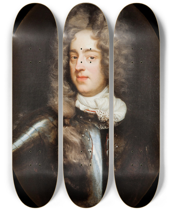 Triptych art skateboard deck of David Richter The Younger Abraham Brahe 1669 1728 by David Richter the Younger (1664-1741)