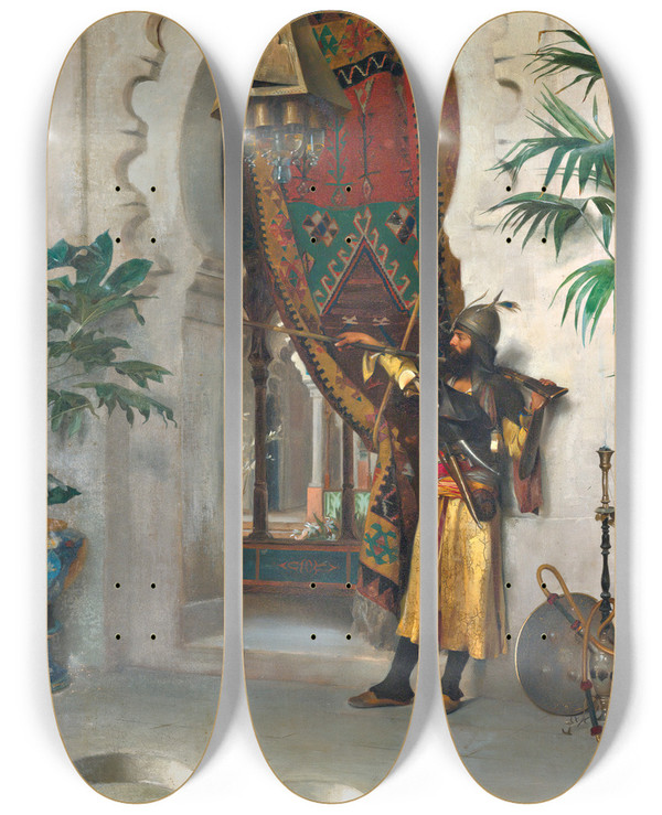 Triptych art skateboard deck of Theodoros Ralli Lasentinelle by Theodoros Ralli (1852-1909)
