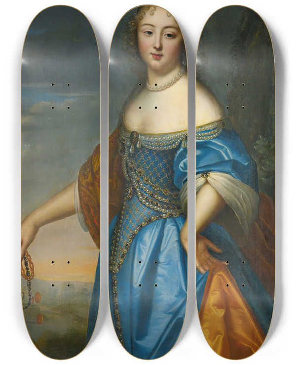 Triptych art skateboard deck of Charles Beaubrun Portrait Of A Lady by Charles Beaubrun (1604-1692)