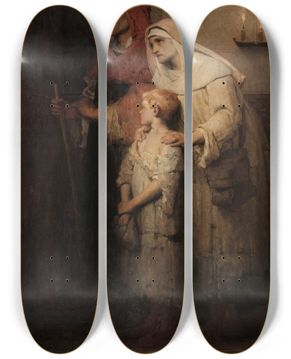 Triptych art skateboard deck of Dsir Franois Laugee La Prire Ou Le Plerin_2 by Desire Francois Laugee (1823-1896)