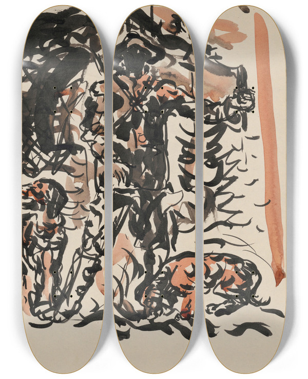 Triptych art skateboard deck of Arnold Peter Weiszkubnan Lovec by Arnold Peter Weisz-Kubnan (1898-1944)