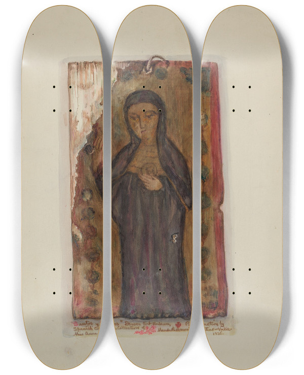 Triptych art skateboard deck of Maude Valle Santo_5 by Maude Valle