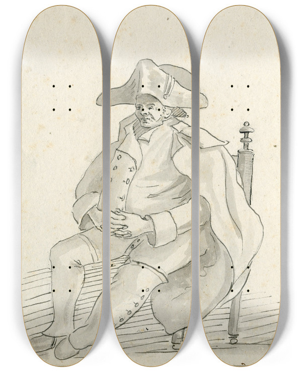Triptych art skateboard deck of Otto Howen Monsieur Mendizabel by Otto Howen (1774-1848)