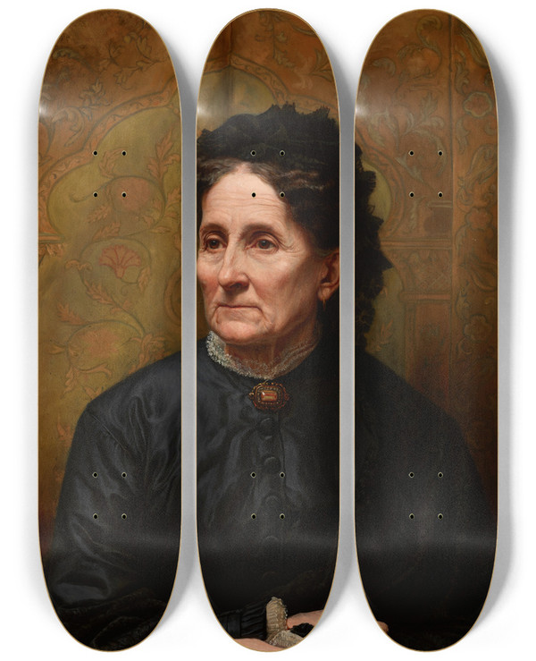 Triptych art skateboard deck of Edward Lepszy Portrait Of Mother by Edward Lepszy (1854-1932)