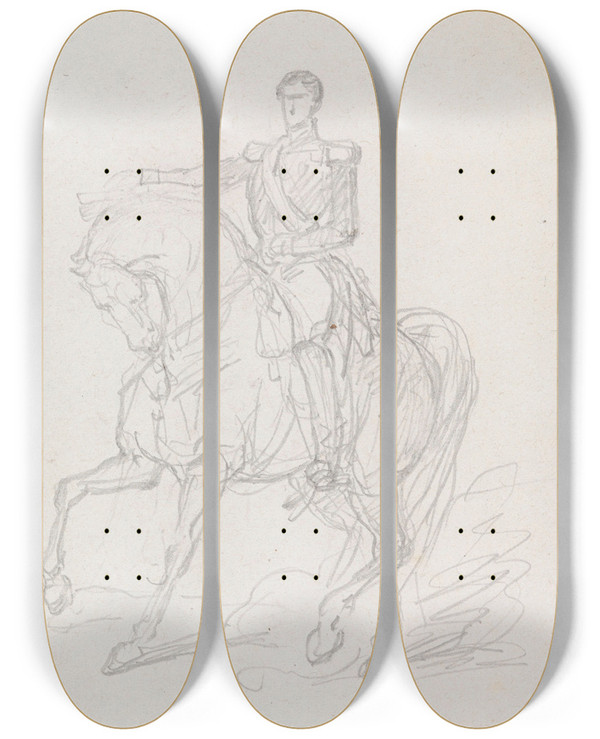 Triptych art skateboard deck of Nicaise De Keyser Equestrial Portrait by Nicaise De Keyser (1813-1887)