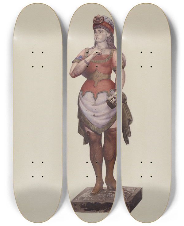 Triptych art skateboard deck of Joseph Goldberg Cigar Store Figure_2 by Joseph Goldberg