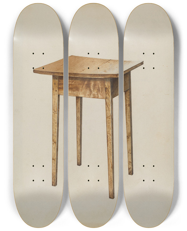 Triptych art skateboard deck of Henry Tomaszewski Utility Table by Henry Tomaszewski