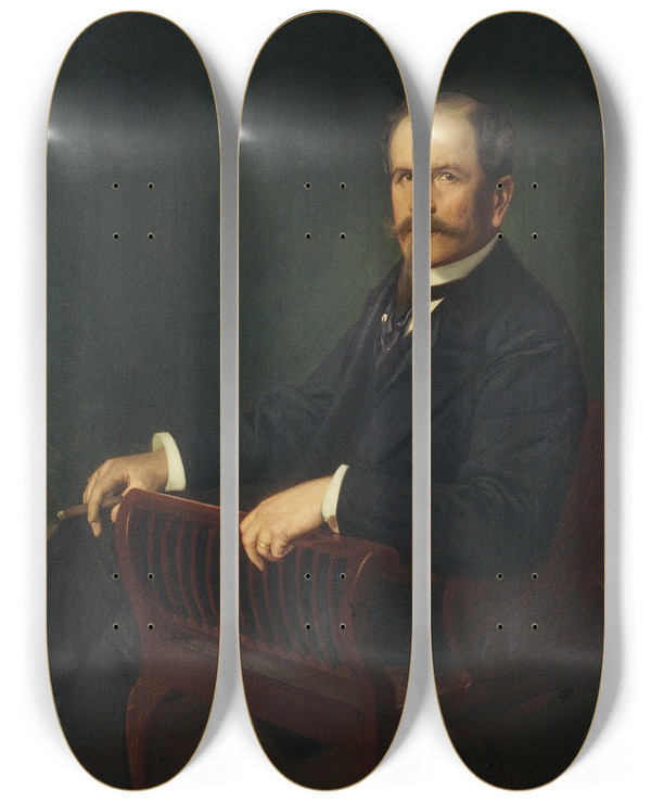 Triptych art skateboard deck of Julius Kronberg Walter Von Hallwyll 18391921 by Julius Kronberg (1850-1921)