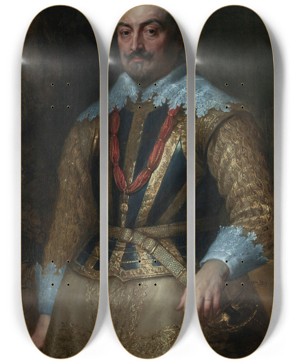 Triptych art skateboard deck of Anthony Van Dyck Portrait Of John Viii Count Of Nassausiegen 15831638 by Anthony Van Dyck (1599-1641)