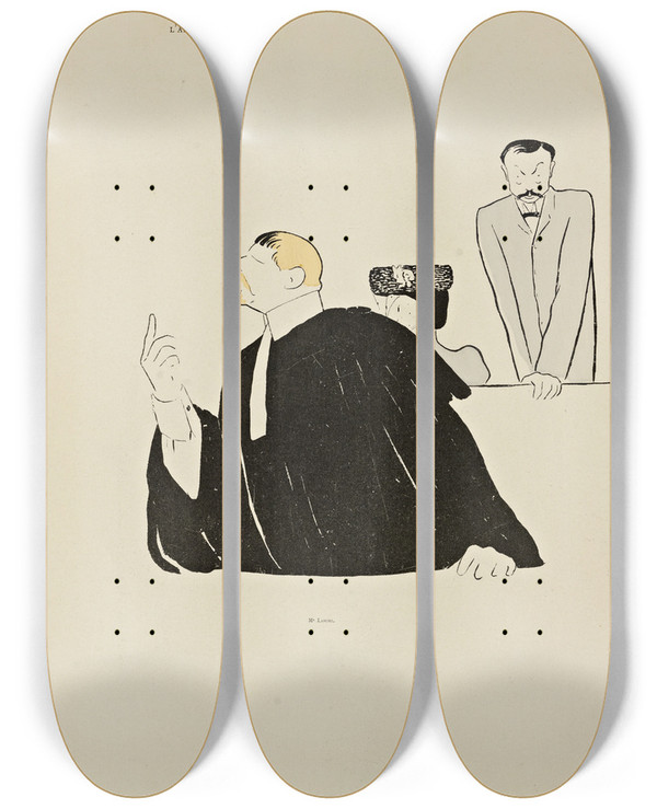 Triptych art skateboard deck of Leonetto Cappiello 70 Dessins De Cappiello Pl34 by Leonetto Cappiello (1875-1942)