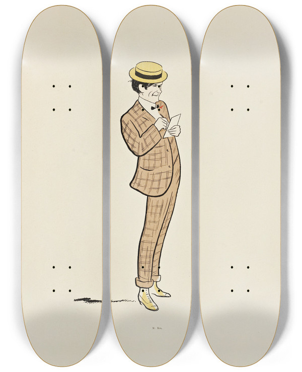 Triptych art skateboard deck of Leonetto Cappiello 70 Dessins De Cappiello Pl50 by Leonetto Cappiello (1875-1942)