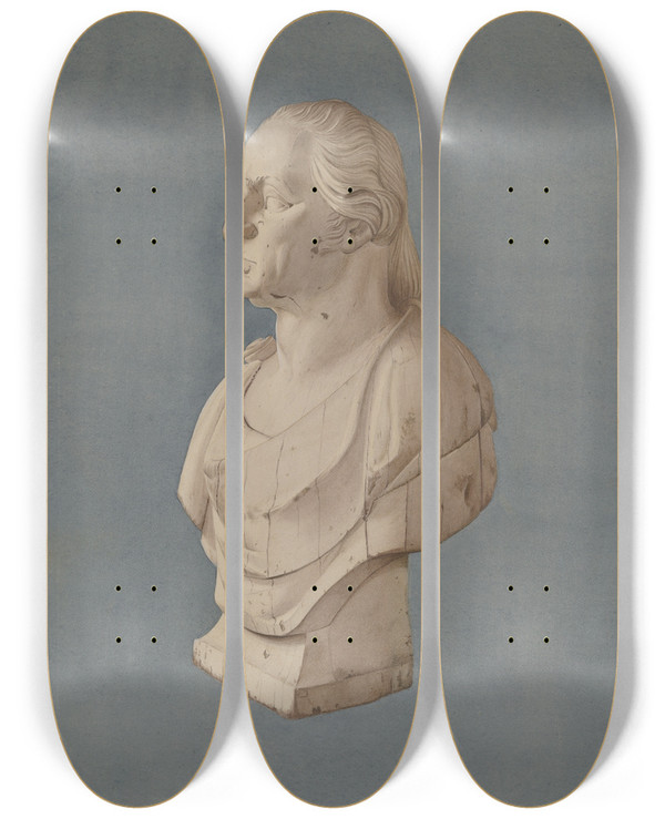 Triptych art skateboard deck of Lucille Chabot Pine Bust Of Washington by Lucille Chabot