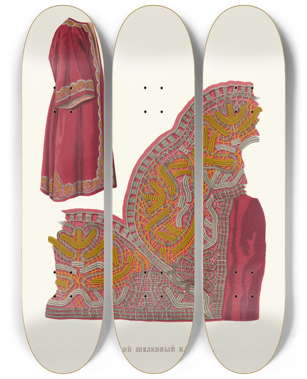 Triptych art skateboard deck of Fedor Grigoryevich Solntsev Stanovoi Shelkovyi Kaftan Izobrazhenie 2 by Fedor Grigoryevich Solntsev (1801-1892)