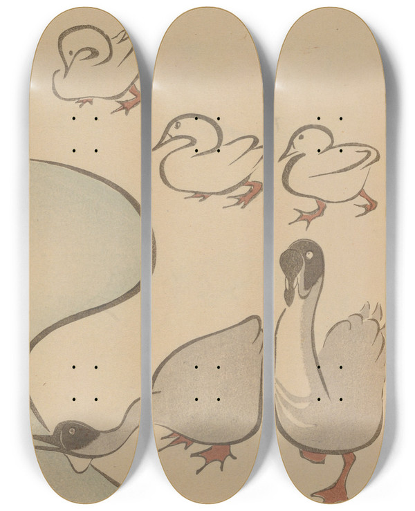 Triptych art skateboard deck of Masayoshi Kitao Choju Ryakugashiki Pl18 by Kitao Masayoshi (1764-1824)