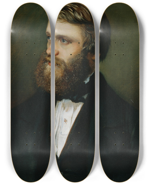 Triptych art skateboard deck of Eduard Ritter Von Engerth Selbstportrt by Eduard Ritter Von Engerth (1818-1897)