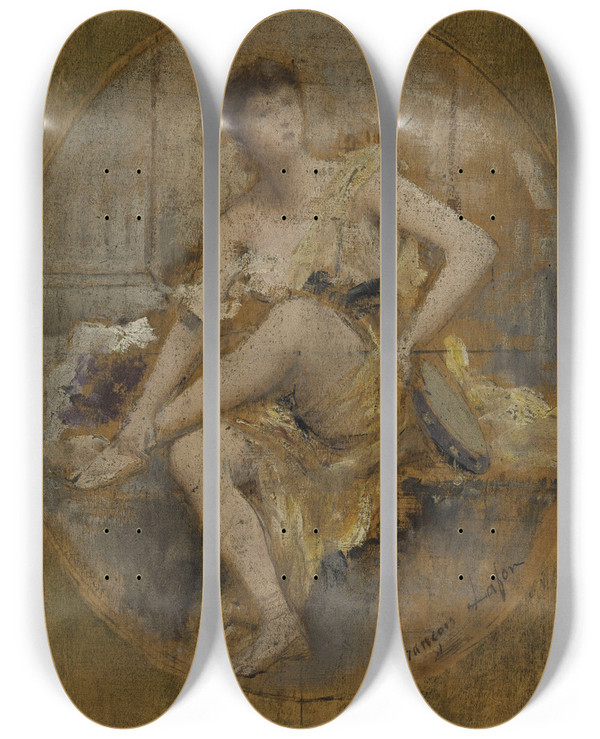 Triptych art skateboard deck of Franois Lafon La Danse by Francois Lafon (1846-1920)