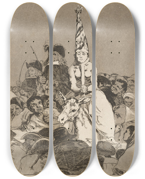 Triptych art skateboard deck of Francisco De Goya Nohubo Remedio Nothing Could Be Done About It by Francisco de Goya (1746-1828)