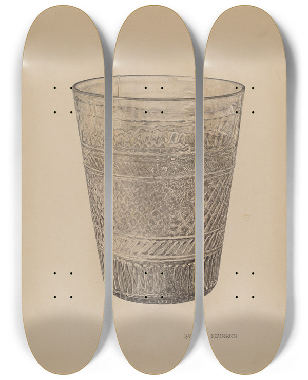 Triptych art skateboard deck of Raymond Neumann Flip Glass by Raymond Neumann