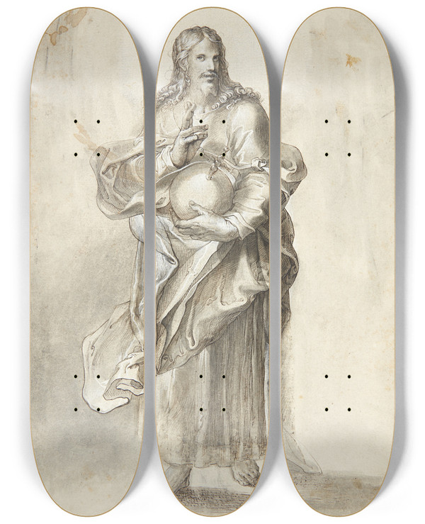 Triptych art skateboard deck of Matthus Gundelach Jesus Og De 12 Apostle Jesus by Matthaus Gundelach (1566-1653)