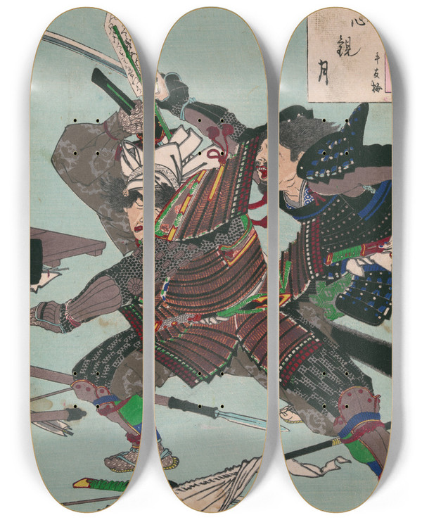Triptych art skateboard deck of Tsukioka Yoshitoshi Shinkan No Tsuki_2 by Tsukioka Yoshitoshi (1839-1892)