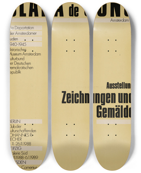 Triptych art skateboard deck of Malik 19881989 Affiche Voor Tentoonstelling Clara De Jong by Malik