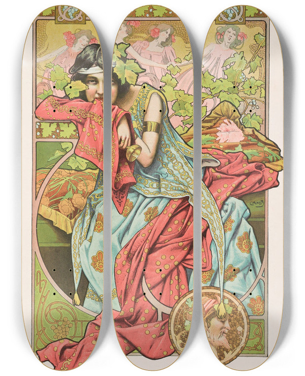 Triptych art skateboard deck of Miguel Segui Publisher Album Salon Pl58 by Miguel Segui (Publisher) (19-)