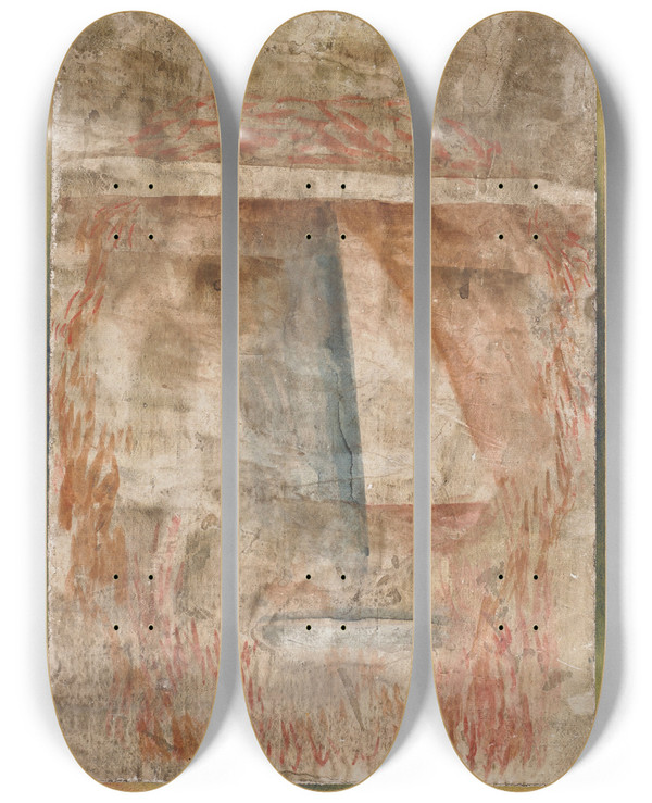 Triptych art skateboard deck of Paul Klee Rotbrtiger Kopf by Paul Klee (1879-1940)