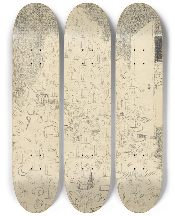 Triptych art skateboard deck of James Ensor Larbre De Nol by James Ensor (1860-1949)