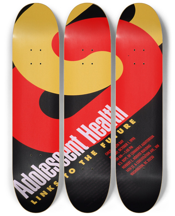Triptych art skateboard deck of National Institutes Of Health Adolescent Health Links To The Future by National Institutes Of Health (1887)