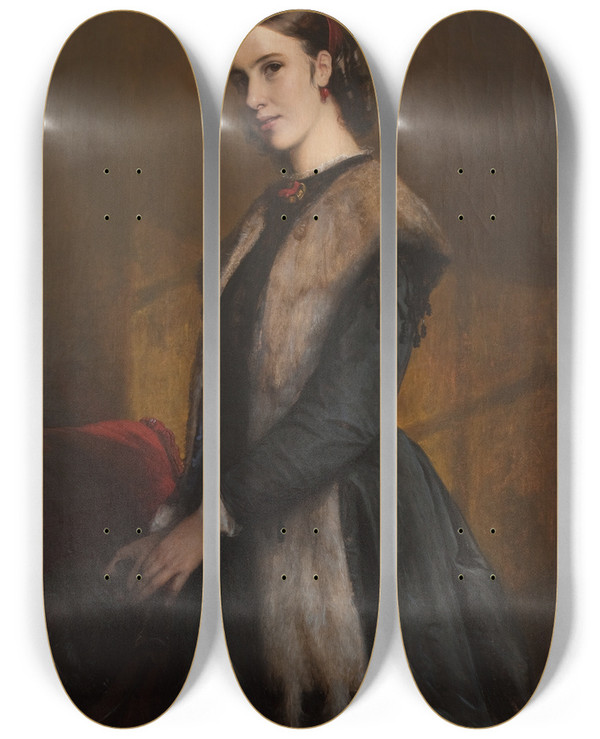 Triptych art skateboard deck of Elisabeth Jerichau Baumann Forfatterinden Emma Kraft by Elisabeth Jerichau Baumann (1819-1881)