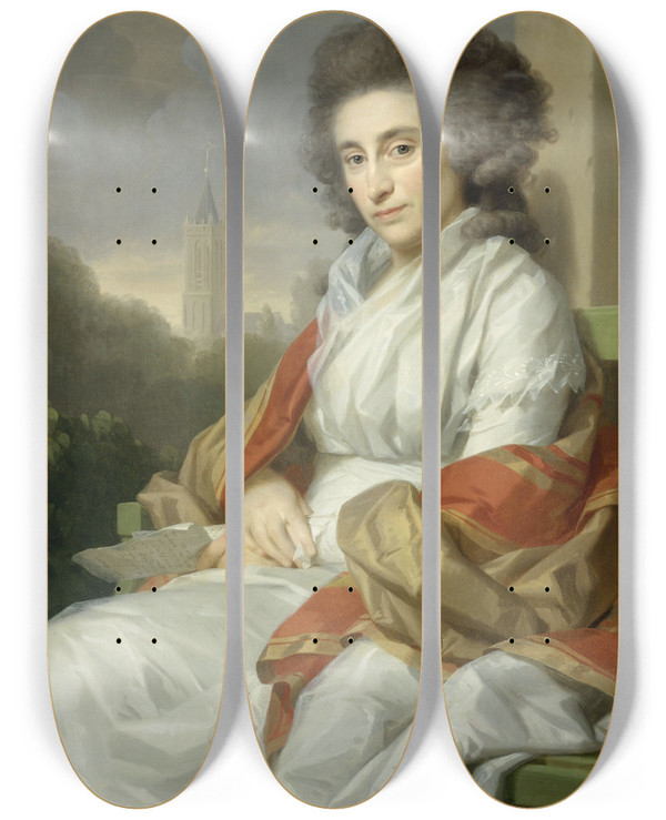 Triptych art skateboard deck of Johann Friedrich August Tischbein Portrait Of Cornelia Rijdenius Wife Of Johannes Lublink Ii by Johann Friedrich August Tischbein (1750-1812)