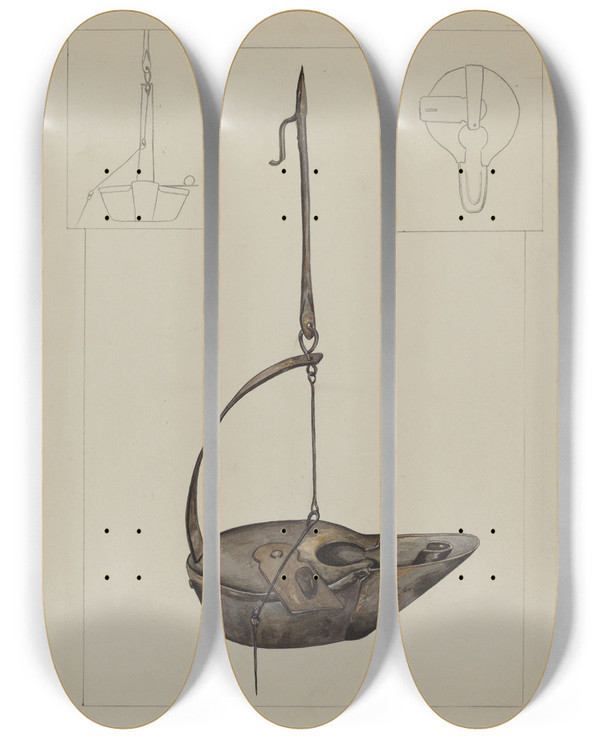 Triptych art skateboard deck of Gilbert Boese Betty Lamp_2 by Gilbert Boese