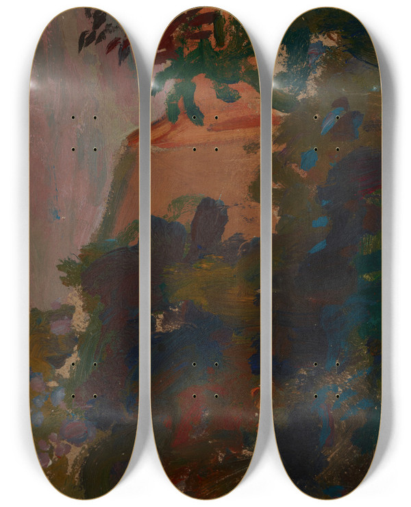 Triptych art skateboard deck of Jan Stanislawski Theme From Kyiv by Jan Stanislawski (1860-1907)