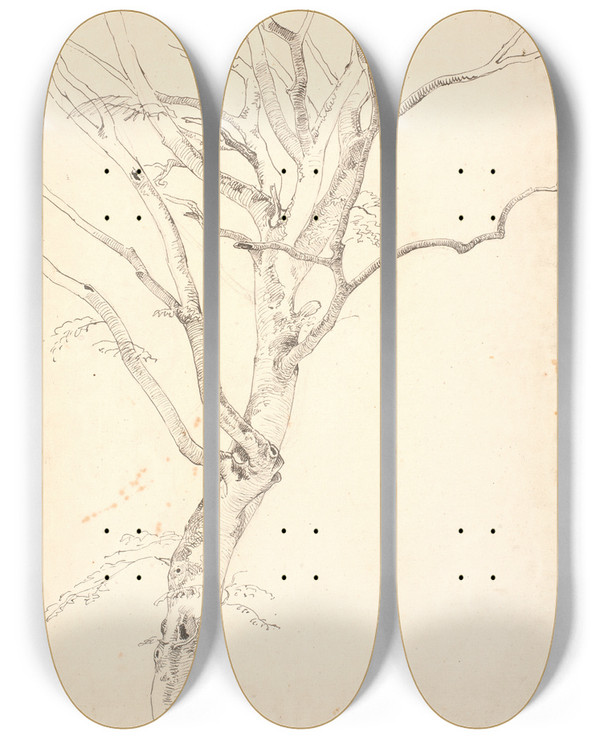 Triptych art skateboard deck of P C Skovgaard Afbladet Bgetr by P C Skovgaard (1817-1875)