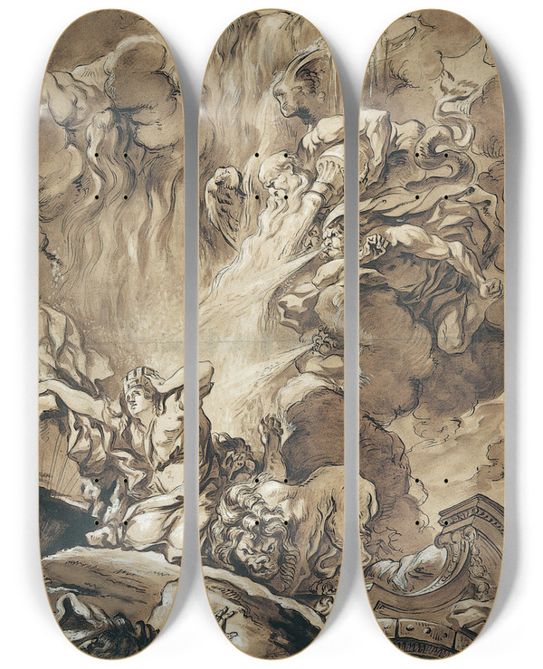 Triptych art skateboard deck of Gabrielfranois Doyen The Deliverance Of Cybele An Allegory Of The Seasons by Gabriel-Franois Doyen (1726-1806)