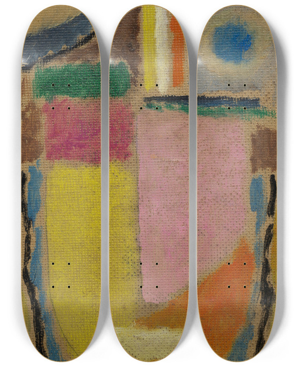 Triptych art skateboard deck of Alexej Von Jawlensky Abstrakter Kopf_1 by Alexej Von Jawlensky (1864-1941)