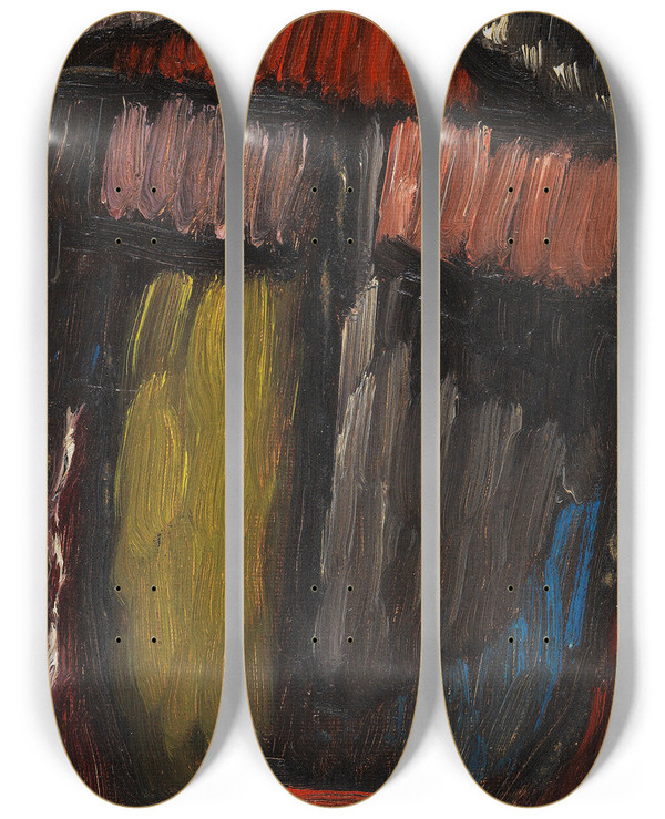 Triptych art skateboard deck of Alexej Von Jawlensky Meditation No 70 by Alexej Von Jawlensky (1864-1941)