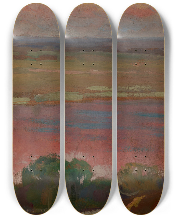 Triptych art skateboard deck of Jan Stanislawski Pink River by Jan Stanislawski (1860-1907)