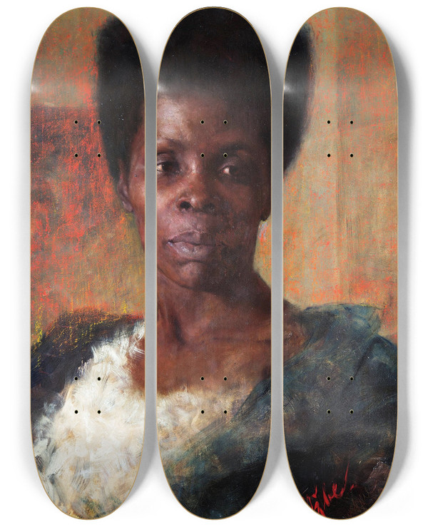 Triptych art skateboard deck of Anton Azbe Zamorka by Anton Azbe (1862-1905)