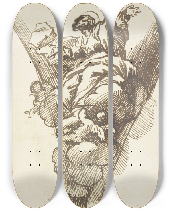 Triptych art skateboard deck of Giovanni Lanfranco Von Engeln Getragener Apostel In Einem Bogenzwickel by Giovanni Lanfranco (1582-1647)
