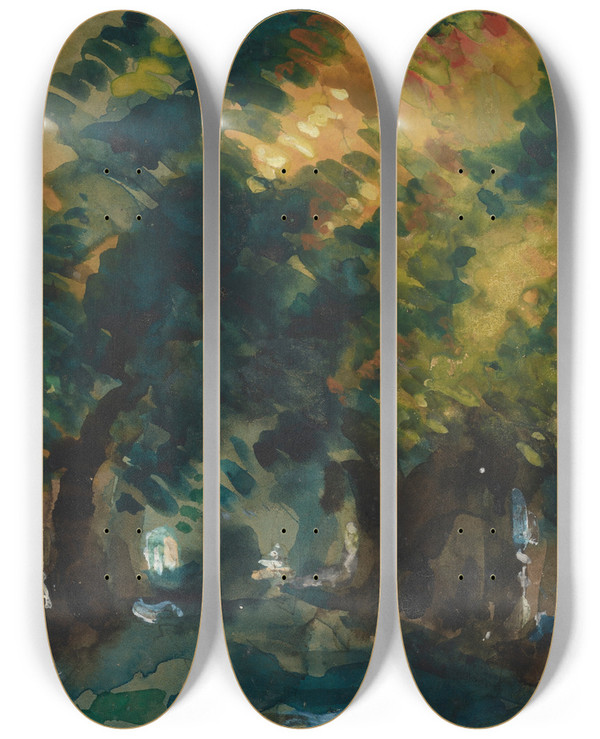 Triptych art skateboard deck of Paul Czanne Une Alle by Paul Cezanne (1839-1906)