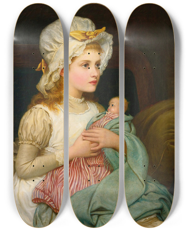 Triptych art skateboard deck of Kate Perugini What Will Tomorrow Be by Kate Perugini (1839-1929)