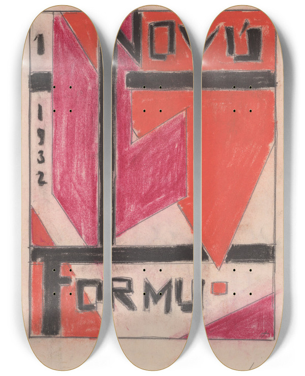 Triptych art skateboard deck of Zolo Palugyay New Form by Zolo Palugyay (1898-1935)