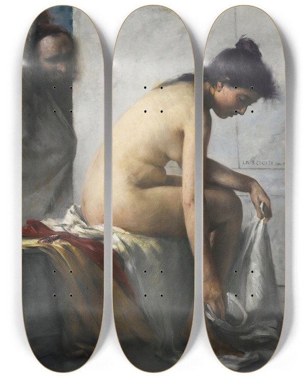 Triptych art skateboard deck of Lovis Corinth Susanna Im Bade by Lovis Corinth (1858-1925)