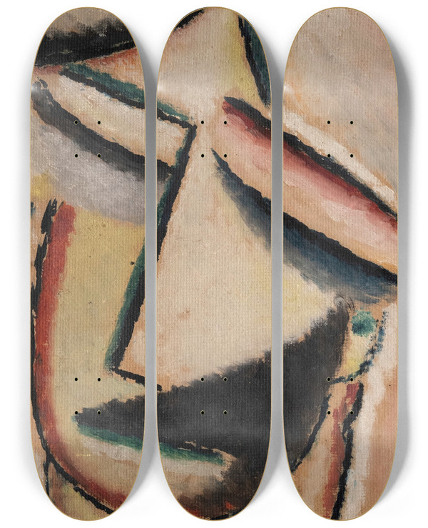 Triptych art skateboard deck of Alexej Von Jawlensky Abstrakter Kopf_2 by Alexej Von Jawlensky (1864-1941)