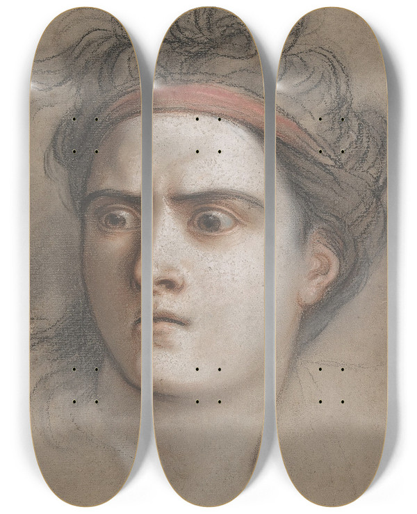 Triptych art skateboard deck of Charlesantoine Coypel Medea by Charles-Antoine Coypel (1694-1752)