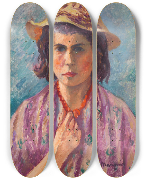 Triptych art skateboard deck of Henri Manguin Petite Italienne by Henri Manguin (1874-1949)